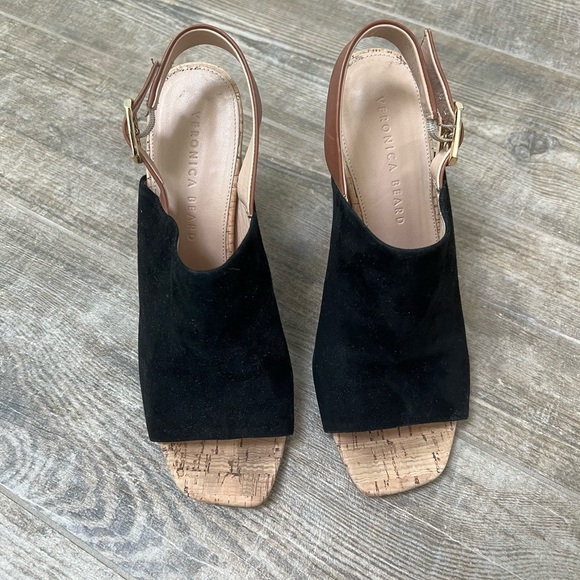 Veronica Beard Black and Brown Heels with Cork Heel - Picture 4 of 13